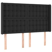 Vidaxl Vzglavje z ušesi črno 147x16x118/128 cm umetno usnje