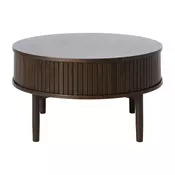 Okrogla klubska mizica v hrastovem dekorju v temni naravni barvi o 85 cm Meta – Unique Furniture