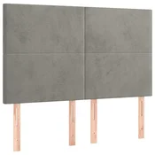 Vidaxl Vzglavje za postelje svetlo sivo 144x5x118/128 cm žamet