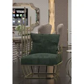 Casa Padrino luxury designer armchair left side with cushions green/gold 68 x 68 x H. 153 cm - Living room furniture - Hotel furniture - Luxury furniture