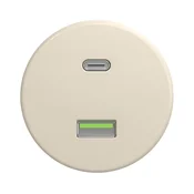 Kliklap - Retro USB uticnica A+C bez okvira bež