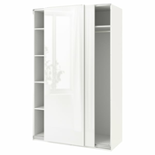 PAX / HASVIK Garderober, bela/v. sjaj bela, 150x66x236 cm