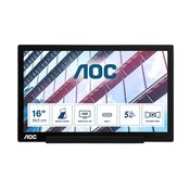 AOC I1601P portable monitor 39.5 cm (15.6 inches) (Full HD 1920x1080, IPS panel, USB-C, Smart Cover), HDR 60Hz ; 5ms