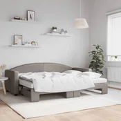 Dnevni krevet na razvlacenje smedesivi 80 x 200 cm od tkanine
