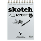 Clairefontaine skicirni blok, s špiralo, A4, 100l, 90g