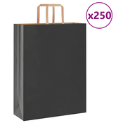 Papirnate vrecice 250 kom s ruckama crne 32x12x42 cm