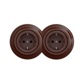 Kliklap - Dvostruka retro uticnica za domacinstvo sa okvirom SCHUKO 230V, braon