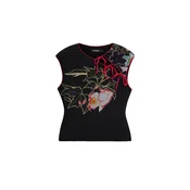 Desigual Top pastelno rumena/rdeča/črna/bela