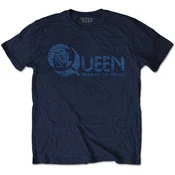 Queen News of the World 40th Vintage Logo (Back Print) Navy Blue L Majica