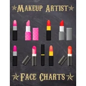 Makeup Artist Face Charts: Makeup cards to paint the face directly on paper with real make-up - Ideal for: professional make-up artists, vloggers