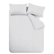 Siva flanelna posteljnina za zakonsko posteljo 200x200 cm Stripe – Catherine Lansfield
