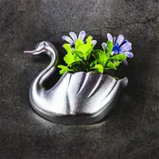 IRIS E5599 srebrni ili zlatni magnet za hladnjak u obliku labuda s umjetnim cvijetom, 8x8 cm