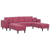 Vidaxl Kavč 3 szt. Vinorodna rdeča 250 x 188 x 76 cm Žamet