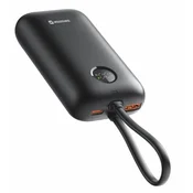 SWISSTEN POWER BANK VOLTBOX 35W 10000 mAh z integriranim USB-C in kabli za osvetlitev Črna