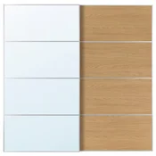 AULI/MEHAMN Par drsnih vrat, aluminij ogledalo/dvostransko imitacija hrasta, 200x201 cm