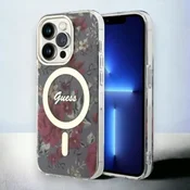 Infostyle Ovitek Guess Flower za iPhone 13 Pro Max/12 Pro Max s tehologijo MagSafe - rjava (GUHMP13XHCFWSA) Rjava/Silikon