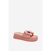 Womens slippers with bow and teddy bear, pink Katterina