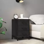 Vidaxl vidaXL Nočna omarica črna 40x30x55 cm predelan borov les