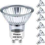 Nikcorp Halogenska žarnica GU10 35W Topla bela Topla Bela 2800K, zatemnljiva 10% do 100%, 380 lm, 38° komplet 6 kosov 230V, CRI 100