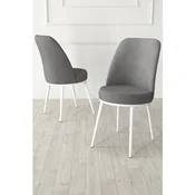 Hanah Home set trpezarijskih stolica Jaxe 6 kom, siva tkanina Babyface, bele metalne noge