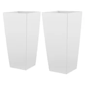 VEVOR Set cvetličnih loncev za zunaj, 665 mm visok, stožčaste oblike, 32.5x32.5x66.5 cm, bela barva