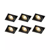 Set 6 vgradnih reflektorjev črnih GU10 nagibnih brez okvirja - Oneon