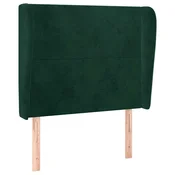 Vidaxl Vzglavje z ušesi temno zeleno 93x23x118/128 cm žamet