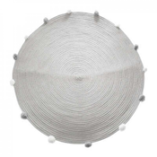 Okrogla siva preproga s pompomi POMPOME 90 cm