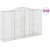 Vidaxl Obokana gabionska košara 10kosi 300x50x180/200cm cinkano železo