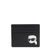 Usnjen etui za kartice Karl Lagerfeld črna barva