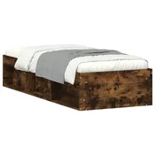Vidaxl Posteljni okvir dimljen hrast 75x190 cm