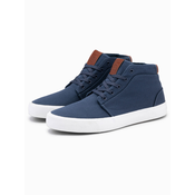 Ombre Mens high-top sneakers in cotton canvas - dark blue