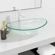 Vidaxl vidaXL Umivalnik iz prozornega kaljenega stekla 54,5 x 35 x 15,5 cm