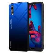 Cadorabo CADORABO Ohišje, združljiv s Huawei v modri barvi - črni - dvobarvni zaščitni pokrov iz silikona TPU in hrbta iz kaljenega stekla, (20569621)