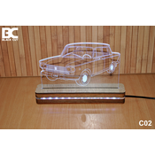 Black Cut 3D Lampa Roze