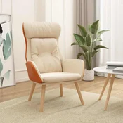 vidaXL vidaXL Stol za sproščanje krem blago in PVC, (20958076)