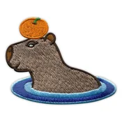 shumee Našitek kapibare se kopa s pomarančami - likalnik/termotesna podlaga - vezen našitek/značka/emblem