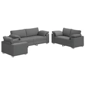 Sofa 3 pcs Tamno siva 219 x 80 x 82 cm Platnasta tkanina