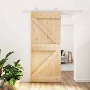 vidaXL Drsna vrata Naravna in bela 90 x 210 cm Trdna borovina