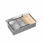 Jekleno pomivalno korito BURT 110 WORKSTATION BRUSH NICKEL
