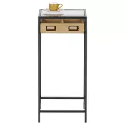 POMOCNI STOCIC prirodna boja, crna drvo, metal, staklo, plocasti materijal