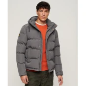 Superdry za moške. M5011743A Everest siva oblazinjena jakna s kapuco in kapuco (S), Priložnostno, Poliester, Dolg rokav
