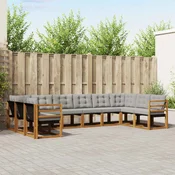 Set vanjskih sofa 10 kom. Prirodna i svijetlo siva