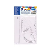 Set za geometriju (ravnalo 15cm, 2 kom trokuta, kutomjer) blister 4/1