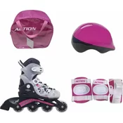 Roleri PW-116A Dalmatinac Rozi set kaciga I štitnici PVC ABEC5 S(30-33) ACTION