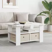 vidaXL Klubska miza s predalom Bela 77 x 55 x 42 cm Konstruiran les