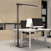 Arcchio LED pisarniška talna svetilka Susi, črna, senzor, zatemnitev na dotik - Študija/pisarna - Sodobni - črna (RAL 7021) - Aluminij