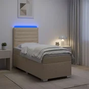 Boxspring krevet s madracem Krem 100 x 200 cm Tkanina 100 x 200 x 140.5 cm