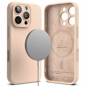 Ovitek Ringke Silicone Magnetic za iPhone 16 Pro - pink sand