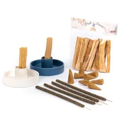 shumee Darilni set - keramično stojalo, naravno kadilo Palo Santo iz PERUJA